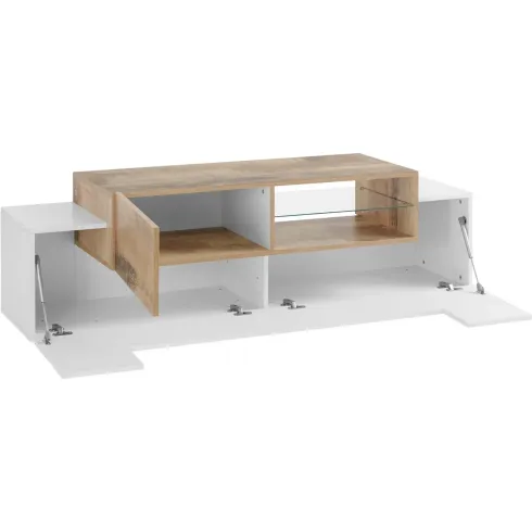 Mobile Porta TV Bianco Acero 160 cm Madia Bassa per Soggiorno