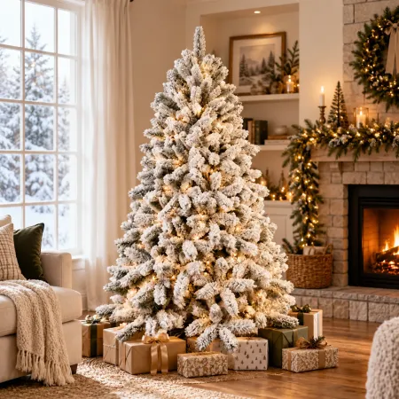 Albero di Natale Innevato Artificiale 240 cm in PVC Diametro 145 cm