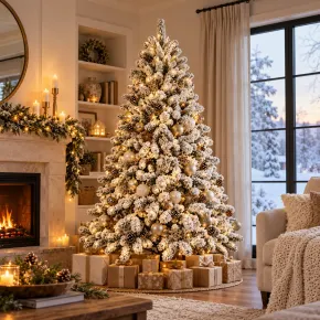 Albero di Natale Innevato Artificiale 240 cm in PVC Diametro 145 cm 2