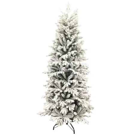 Albero di Natale Bianco Innevato 210 cm Artificiale PE PVC Base 96 cm