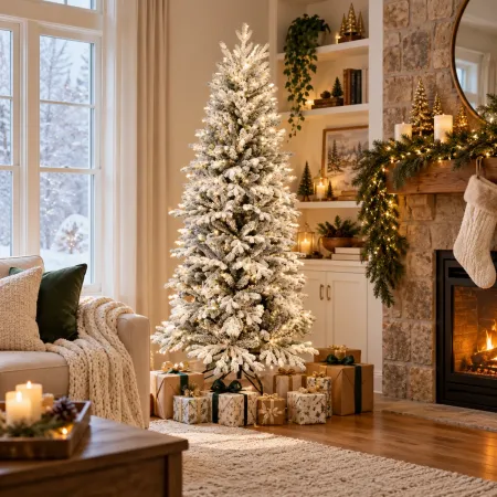 Albero di Natale Bianco Innevato 180 cm Artificiale PE PVC Base 86 cm