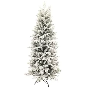 Albero di Natale Bianco Innevato 180 cm Artificiale PE PVC Base 86 cm