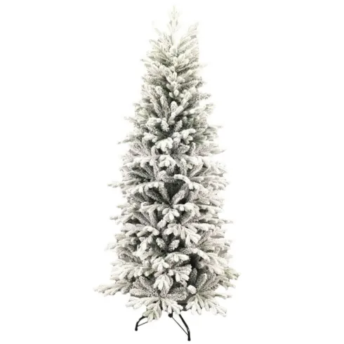 Albero di Natale Bianco Innevato 180 cm Artificiale PE PVC Base 86 cm