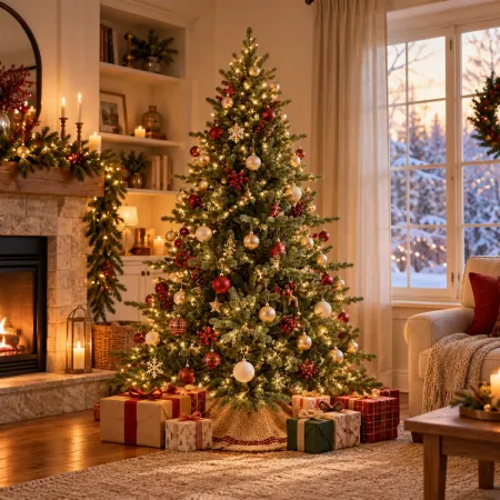 Albero di Natale Verde 210 cm Artificiale Base 157 cm in PE PVC