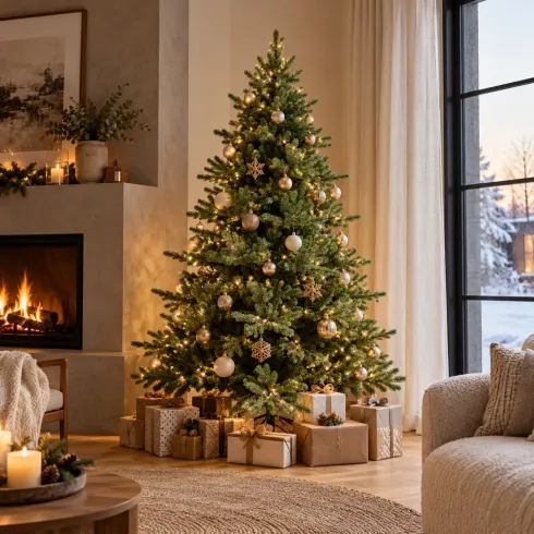 Albero di Natale Verde 240 cm Artificiale Base 173 cm in PE PVC