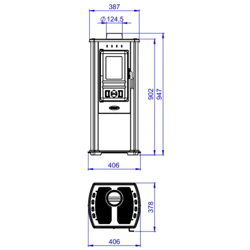 Stufa a Legna 7 kW Beige Acciaio Ghisa Classe A+ Portalegna da Interno