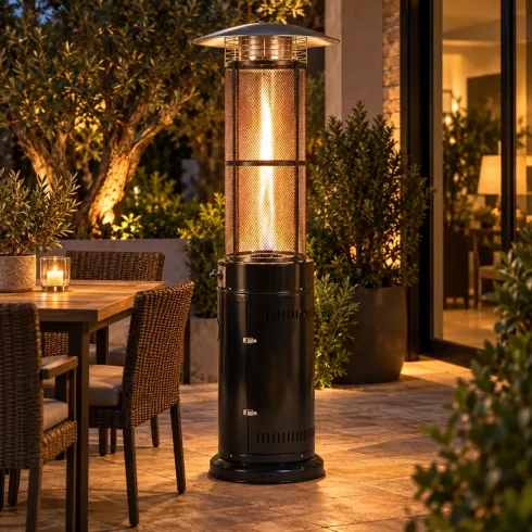 Stufa a Gas GPL Fungo da Esterno 11 kW con Ruote Fiamma Regolabile