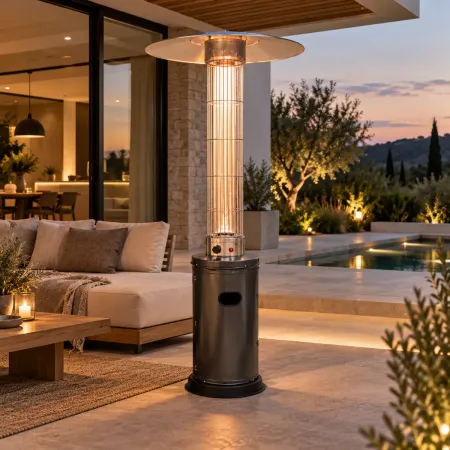 Fungo da Esterno a Gas GPL Stufa 10,5 kW in Acciaio Antracite