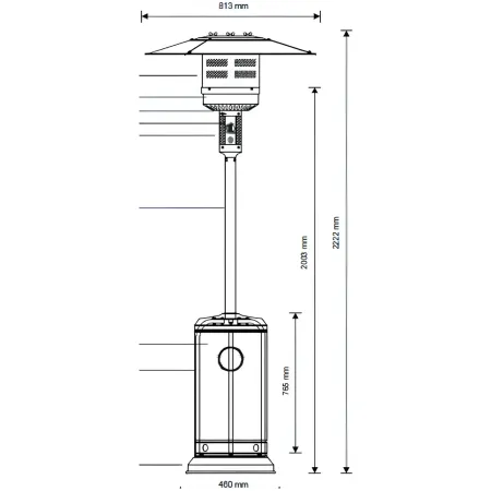 Fungo Tradizionale Grigio a Gas GPL Stufa da Esterno 13kW Infrarossi