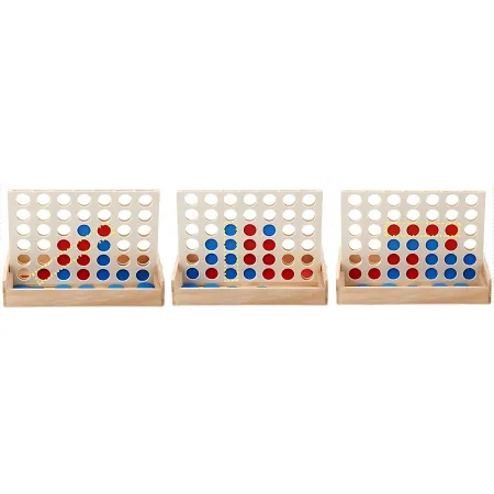 Gioco 4 in Linea da Tavolo in Legno con 42 Gettoni Colorati Strategia