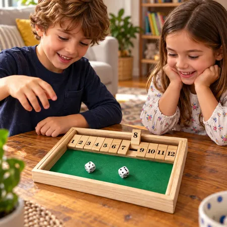 Gioco da Tavolo Chiudi la Scatola in Legno con 12 Numeri 2 Dadi