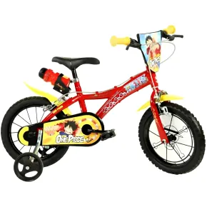 Bicicletta One Piece per Bambini Rosso 14 Pollici con Rotelle Accessori 2