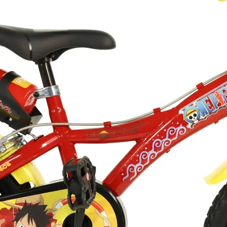 Bicicletta One Piece per Bambini Rosso 16 Pollici con Rotelle Accessori