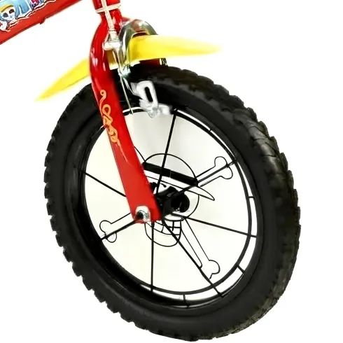 Bicicletta One Piece per Bambini Rosso 14 Pollici con Rotelle Accessori