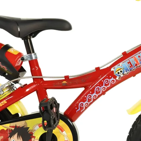 Bicicletta One Piece per Bambini Rosso 14 Pollici con Rotelle Accessori