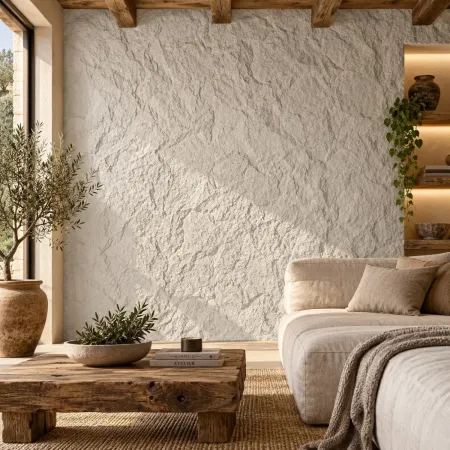 10 Pannelli da Parete Decorativi 3D Effetto Pietra Bianco PU 120x60 cm