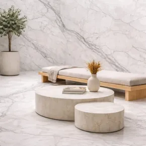 6 Pannelli Murali PVC Effetto Marmo Bianco Impermeabili 120x60 cm 2