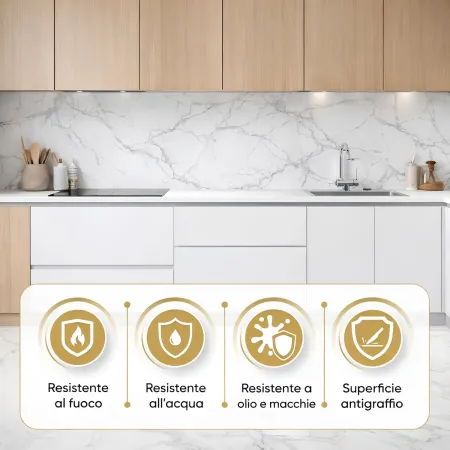 6 Pannelli Murali PVC Effetto Marmo Bianco Impermeabili 120x60 cm