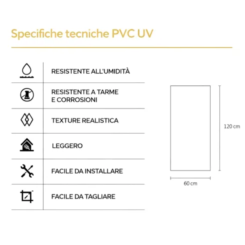 Pannelli Murali PVC Effetto Pietra Bianco Leccese 6 Pezzi 120x60 cm