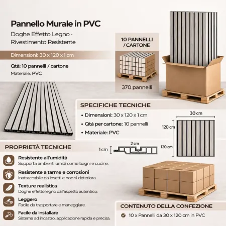 10 Pannelli a Parete Decorativi PVC Effetto Legno Nero 120x30 cm