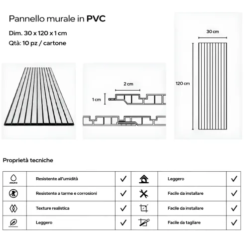 10 Pannelli a Parete Decorativi PVC Effetto Legno Nero 120x30 cm