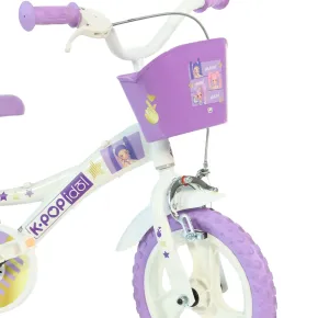 Bicicletta da Bambini 12 Pollici K-Pop Bianco Viola Cestino Rotelle 2