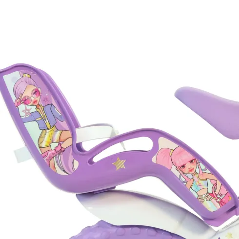 Bicicletta da Bambini 12 Pollici K-Pop Bianco Viola Cestino Rotelle