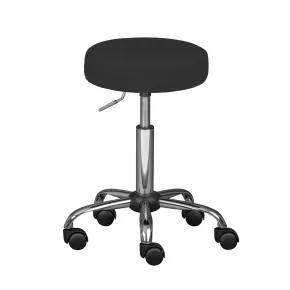 Sgabello Basso con Ruote Nero a Rotelle Imbottito Ecopelle in Metallo da Cucina | BricoShop24