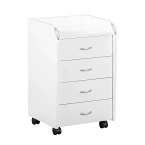 Cassettiera da Scrivania Ufficio 4 Cassetti Bianco Ruote | BricoShop24