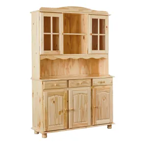 Mobile Alto Credenza Vetrina 3 Ante 3 Cassetti Legno da Soggiorno Cucina Rustico | BricoShop24