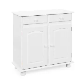 Mobile Bianco 2 Ante 2 Cassetti Credenza in Legno Pino Dispensa Soggiorno Cucina | BricoShop24