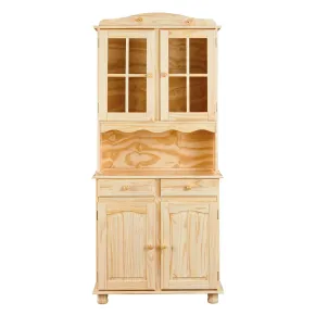 Mobile Alto Credenza Vetrina 2 Ante 2 Cassetti Pino da Soggiorno Cucina Rustico | BricoShop24 2