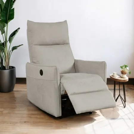 Poltrona Relax Elettrica Reclinabile Beige in Tessuto Camera Soggiorno