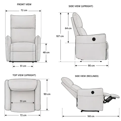 Poltrona Relax Elettrica Reclinabile Beige in Tessuto Camera Soggiorno