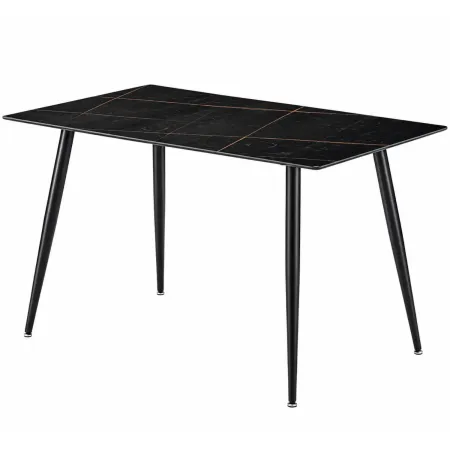 Tavolo da Pranzo 160x90 cm in Ceramica Effetto Marmo Nero Oro