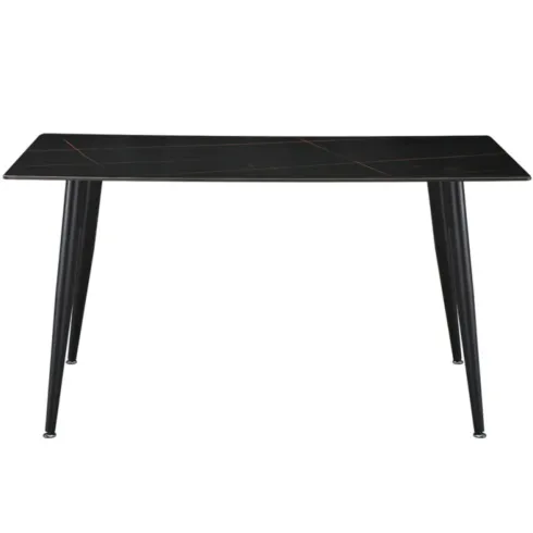 Tavolo da Pranzo 160x90 cm in Ceramica Effetto Marmo Nero Oro