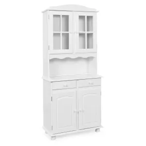Mobile Alto 2 Ante Cassetti Bianco Credenza Vetrina da Soggiorno Cucina Rustico | BricoShop24