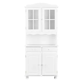 Mobile Alto 2 Ante Cassetti Bianco Credenza Vetrina da Soggiorno Cucina Rustico | BricoShop24 2