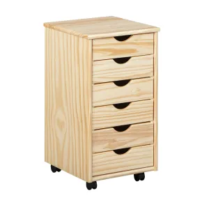 Cassettiera 40 cm 6 Cassetti con Ruote Legno Scrivania Ufficio Pino Cameretta