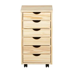 Cassettiera 40 cm 6 Cassetti con Ruote Legno Scrivania Ufficio Pino Cameretta 2