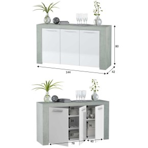 Mobile Basso 3 Ante Buffet Ingresso Bianco Dispensa Soggiorno Salotto Parete Tv 2