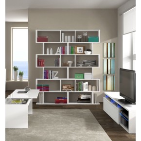 Kit Mobile Libreria 80 Cemento 6 Ripiani Design a Giorno Legno Modulare Moderna 2