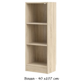 Libreria Legno Moderna Rovere Bassa Stretta Scaffali Ripiani da Ufficio Salotto