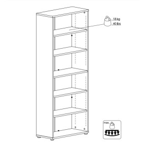 Kit Mobile Libreria Alta 6 Ripiani Bianca Bassa Legno Moderna Cameretta Design 2
