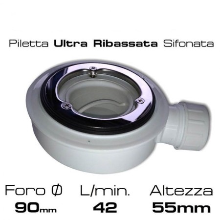 Piatto Doccia Slim Bianco Effetto Pietra Angolare Piletta Ribassata Pavimento