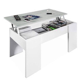 Tavolino da Caffe Bianco Cemento Contenitore Moderno Divano Tavolinetto Salotto 2