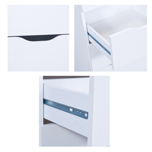 Mobiletto Cassettiera 40 cm 3 Cassetti Bianca Mobile Settimino Comodino in Legno