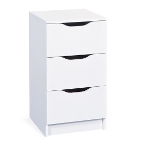 Mobiletto Cassettiera 40 cm 3 Cassetti Bianca Mobile Settimino Comodino in Legno